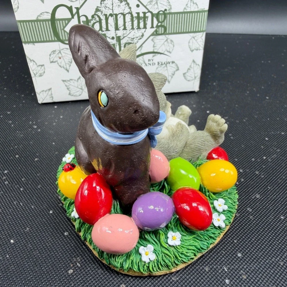 Fitz and Floyd Charming Tails‎ Sweet Dreams Bunny Easter Egg Figurine New w Box